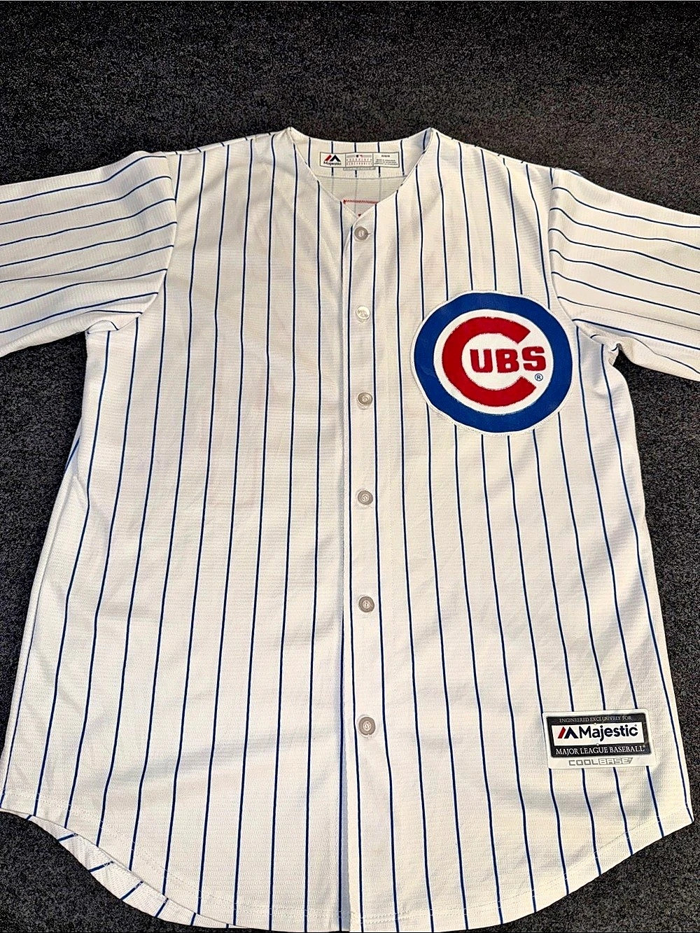 Majestic Chicago Cubs Cool Base Home Pinstripe Jersey Size Medium Athletic Wear